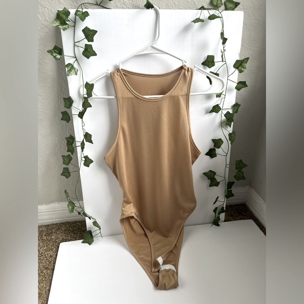 Beige one piece body suit
